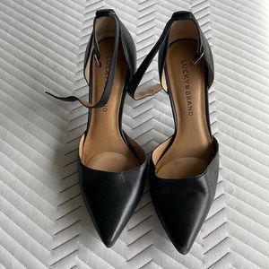 Lucky Brand Tukko Black Leather Pump Heels - Size 5.5